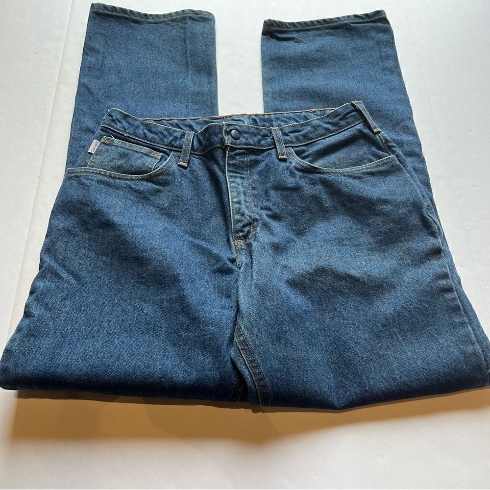 Carhartt Women's Blue Jeans Size 14X34 High Rise Straight Leg